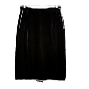 VTG JANICE WAINWRIGHT Women Velvet Silk Blend Midi Skirt Sz 12 Black 70s Formal